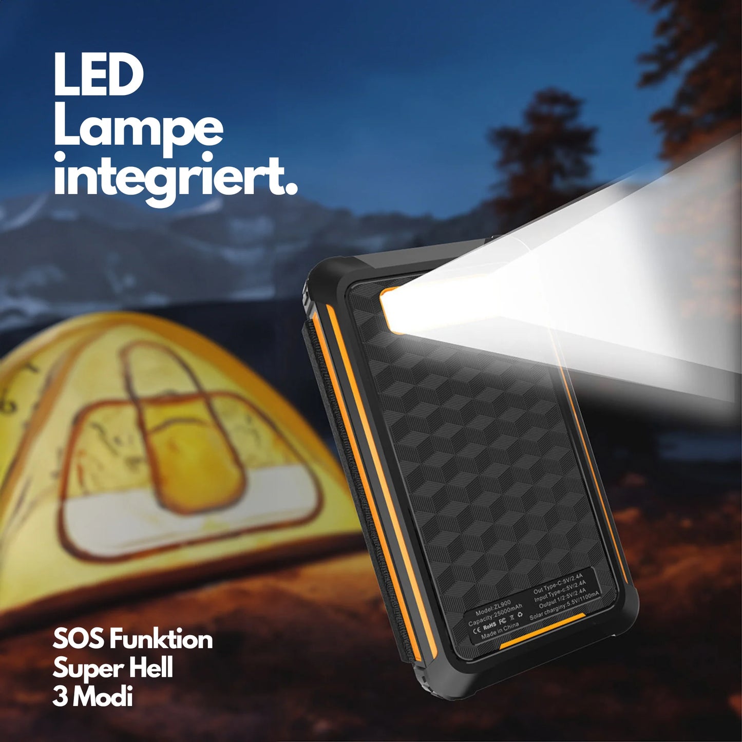 Ausverkauf: Solar Powerbank Extreme 2.0 - 6 faltbare Panels - USB-C Fast Charging Testsieger mit 25000mAh