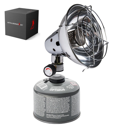 Hädaküttekomplekt Tavaline kiirgusküttekeha koos sobiva gaasikassetiga