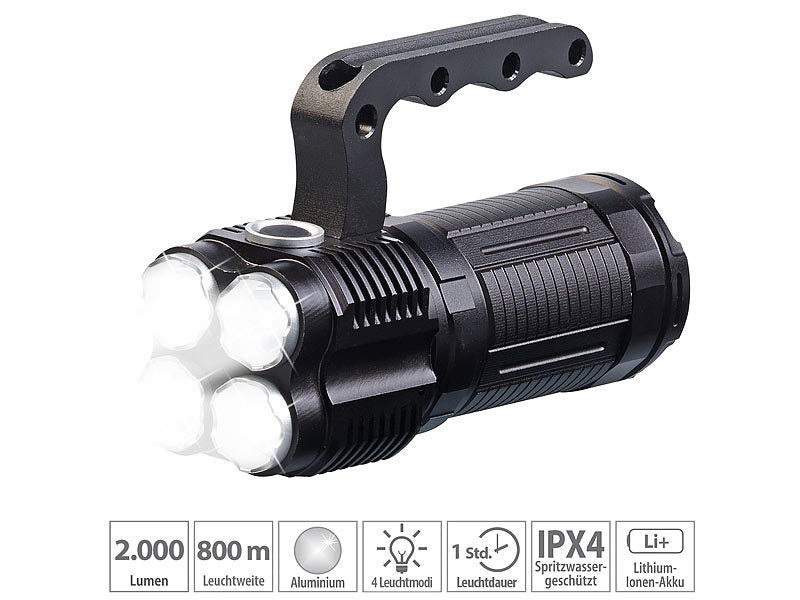 LED taskulamp/käsilamp 2000 luumenit