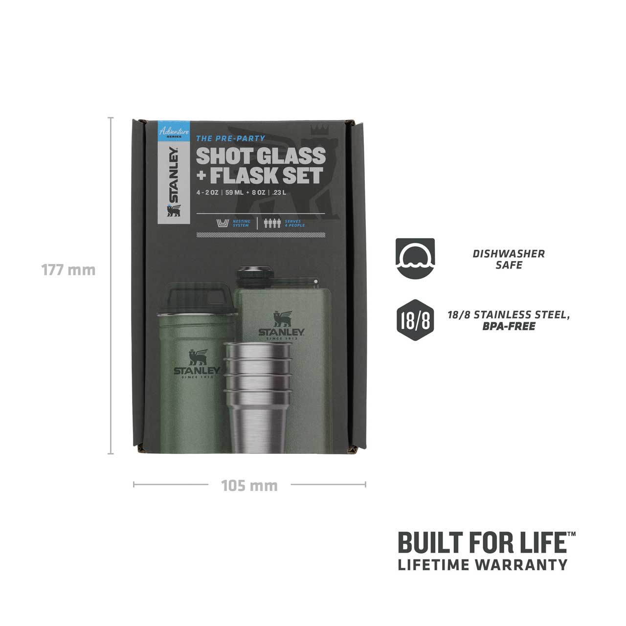 Stanley Adventure Shot Glass & Flask Set, 6 tk.