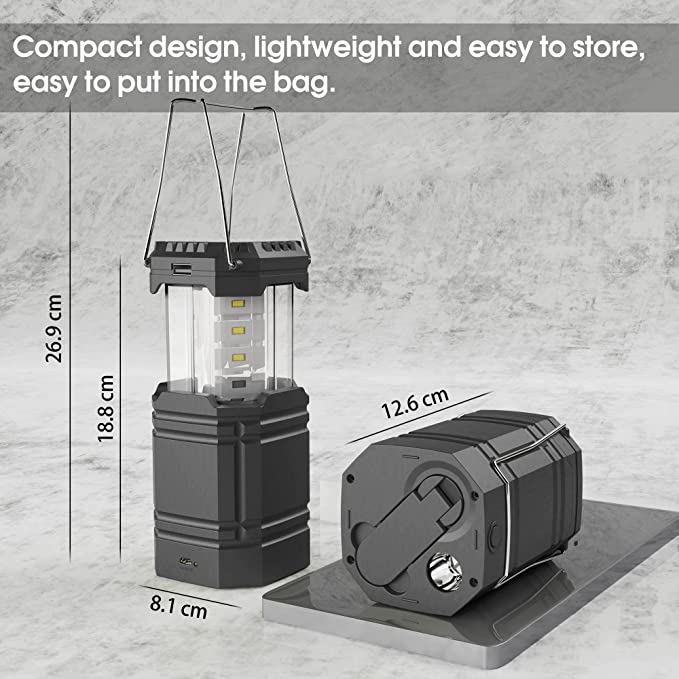 Solar Camping käsivändaga latern, kaasaskantav ülihele LED-taskulamp koos laetava akuga