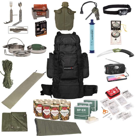Emergency Backpack Premium Extended (kahekordne toiduratsioon) – täielik ellujäämiskomplekt päikeseraadioga